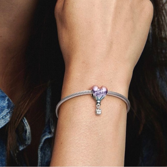 PANDORA Happy Birthday Hot Air Heart Balloon Spacer Charm w/box - Picture 6 of 10